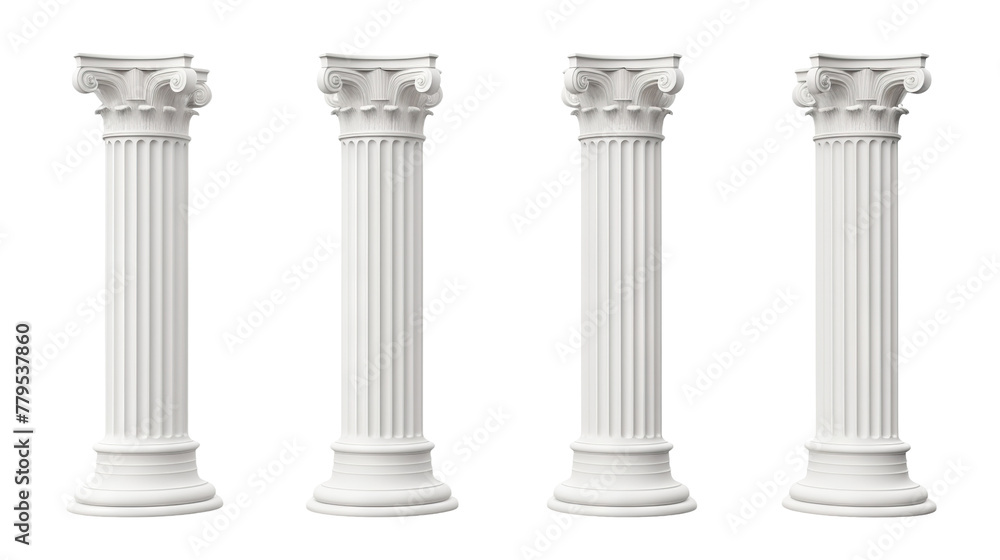 Set of white classic columns, cut out Set of white classic columns, cut out