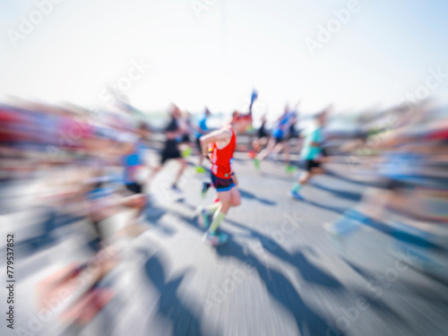 marathon runners in the city © babaroga