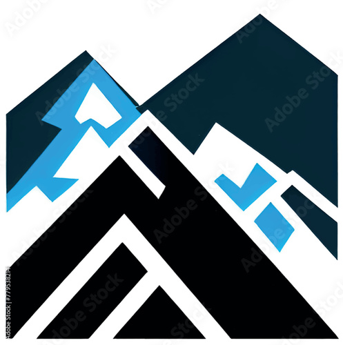 AI-generated illustration of snowy mountains and peaks in winter.