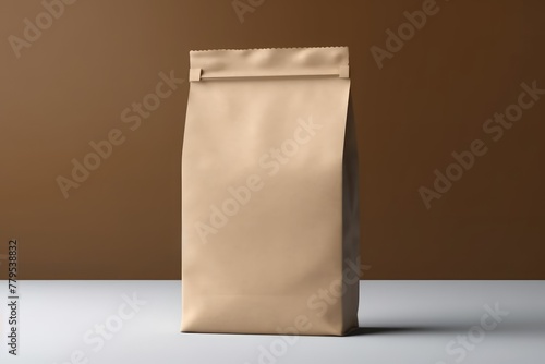 Blank Paper Coffee Bag Mockup on Wooden Table