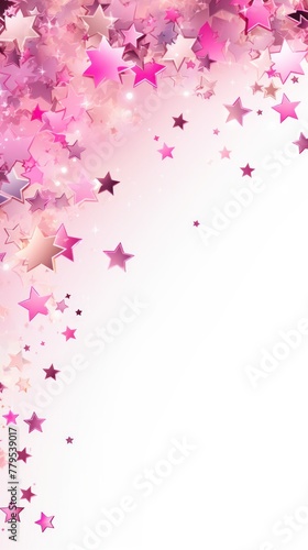 pink stars frame border with blank space in the middle on white background festive concept celebrations backdrop with copy space for text photo or presentation