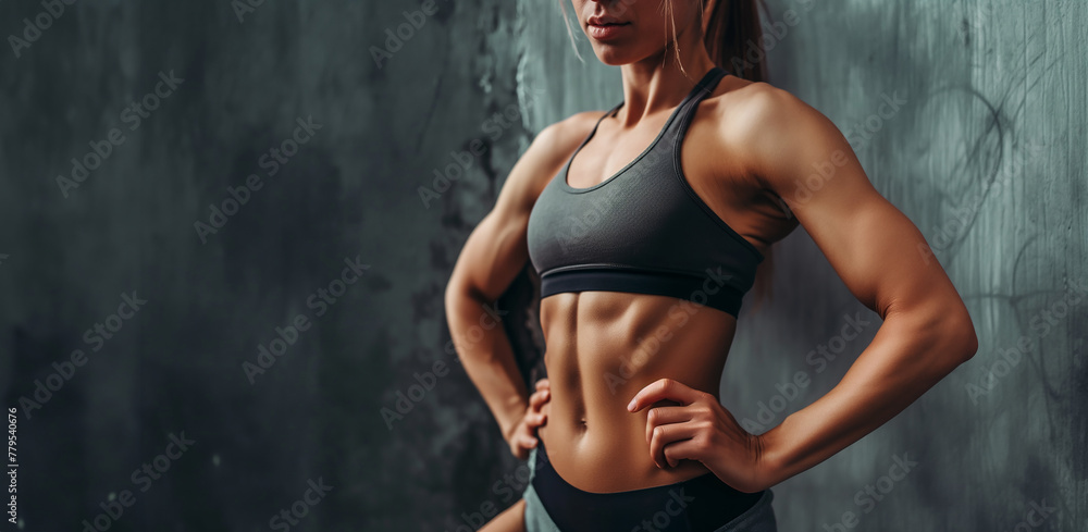 Fototapeta premium sports woman in gray underwear