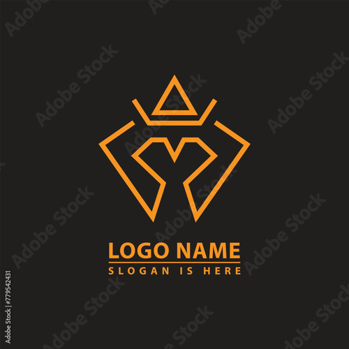 Vector logo icon of letter M and king's throne design. Good for use in hotels, corporate, initial and business.