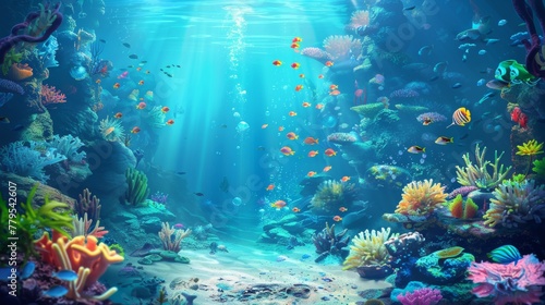 Enchanted underwater world with colorful fish AI generated illustration