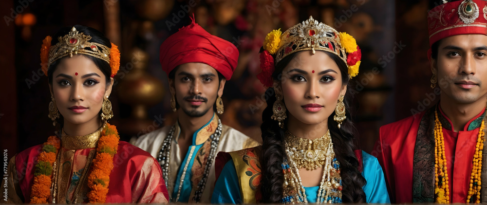 Photo real as Cultural Harmony A vibrant celebration of cultural diversity showcasing traditional attire and customs. in People and Portrait theme ,for advertisement and banner ,Full depth of field, h