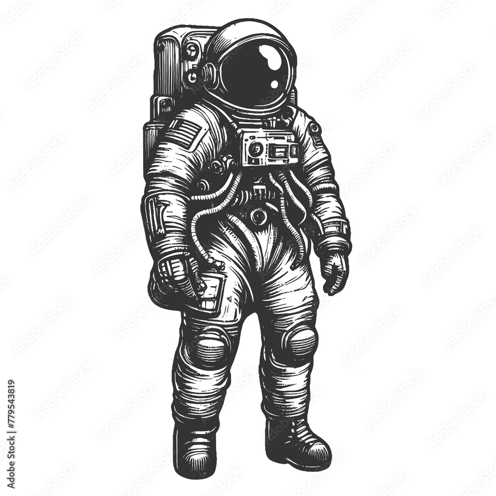 astronaut in a space suit with a visor helmet sketch engraving generative ai fictional character raster illustration. Scratch board imitation. Black and white image. astronaut in a space suit with a visor helmet sketch engraving generative ai fictional character raster illustration. Scratch board imitation. Black and white image.