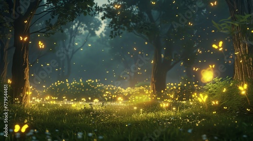 Luminous fireflies in a magical display AI generated illustration