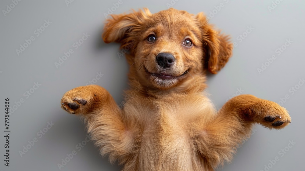 Playful Golden Puppy Smiling with Paws Up. Playful Golden Puppy Smiling with Paws Up.