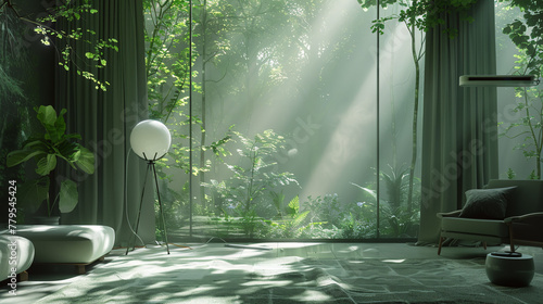 Soft and light minimalist interior, inspired by nature and forests   #779545424