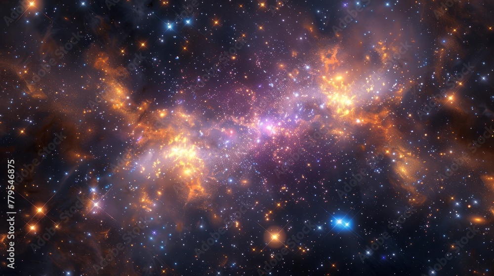 Obraz premium Shimmering stars in a cosmic pattern AI generated illustration