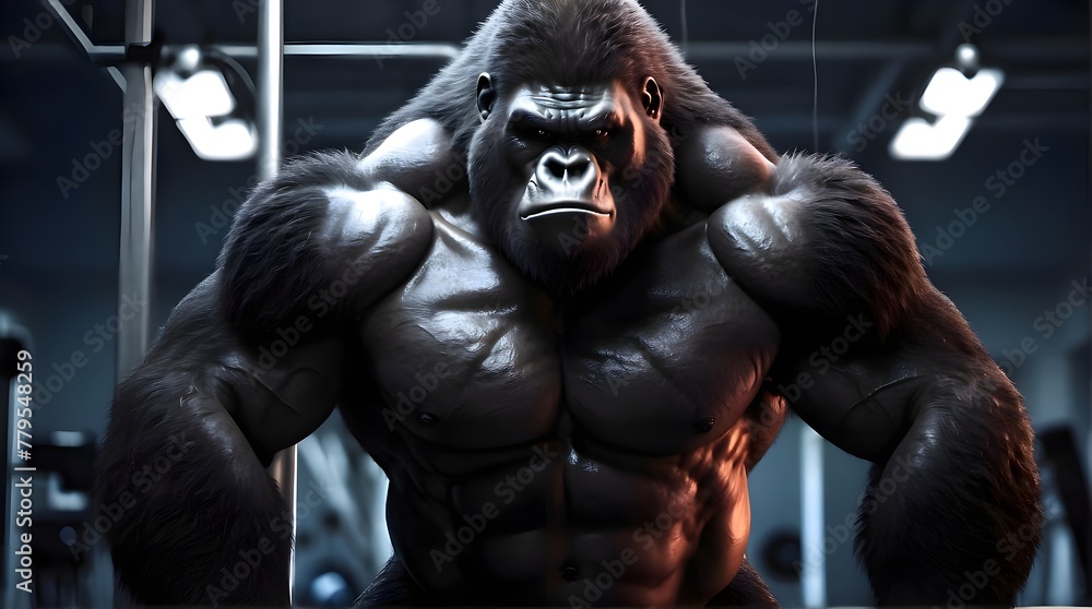 a gorilla in the gym has it's body exposed a gorilla in the gym has it's body exposed
