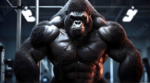 a gorilla in the gym has it s body exposed