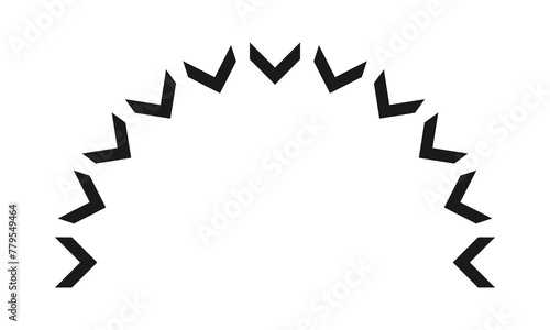 Radial Inward Pointing Chevron Semicircle Icon