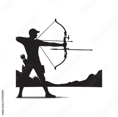 archer silhouette vector illustration logo template