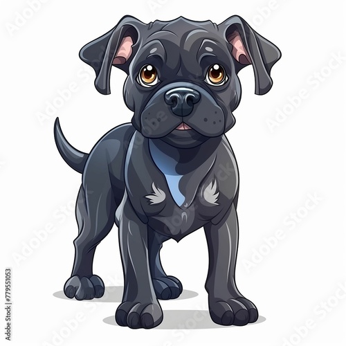 AI generated illustration of a cartoon puppy with a friendly smile on a white background