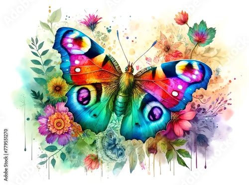 Watercolor Painting of Lagora Eyemark Butterfly © monkik.