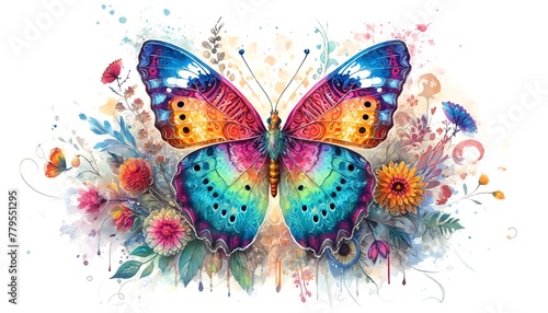 Watercolor Painting of Laverna Metalmark Butterfly