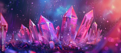 A mix of purple, pink, and magenta crystals create a vibrant display on a dark background resembling an underwater garden filled with electric blue plants and violet petals