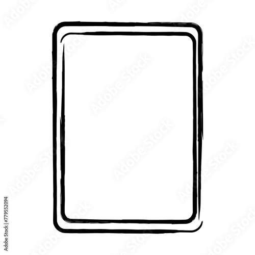 Frame border grunge shape icon, vertical, rectangle decorative doodle element for design in vector illustration