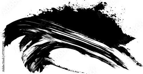 Black vector artistic paint brush stroke isolated on a white background