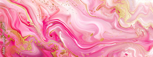 Pink and gold marble texture with glitter on a marble background
