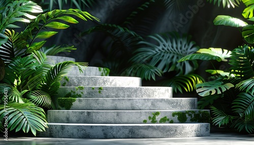 palm tree plants and stairs