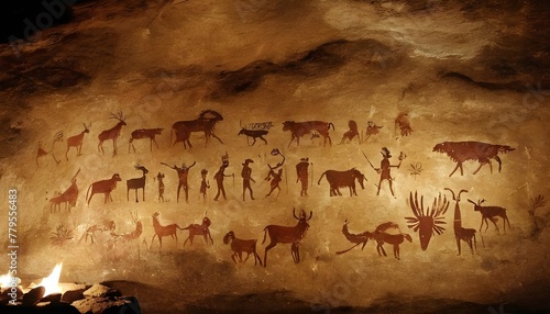 Prehistoric Cave Paintings Primitive Hunters Wil