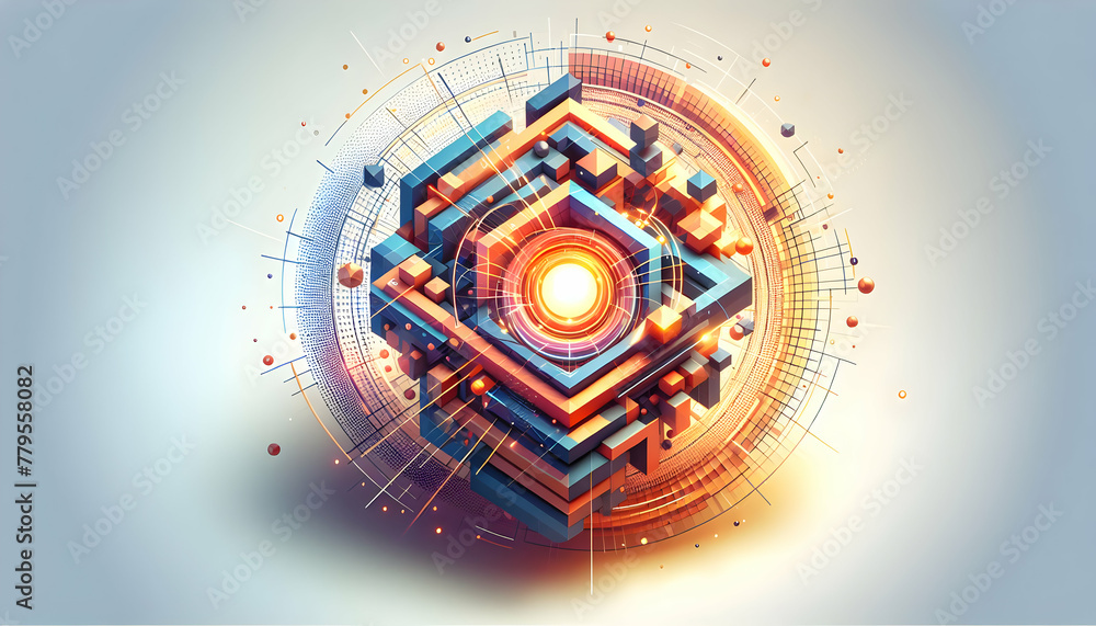 3d flat icon as Geometric Glow Geometric shapes glow with an inner light creating a structured yet ethereal feel. in abstract digital wallpapers theme with isolated white background ,Full depth of fie 3d flat icon as Geometric Glow Geometric shapes glow with an inner light creating a structured yet ethereal feel. in abstract digital wallpapers theme with isolated white background ,Full depth of fie