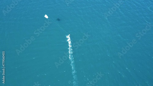 Drone shoot for A professional kite surfer on the beach of the Moroccan city of Dakhla