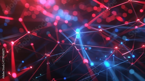 Abstract 3d rendering of chaotic particles Network connection structure Futuristic background