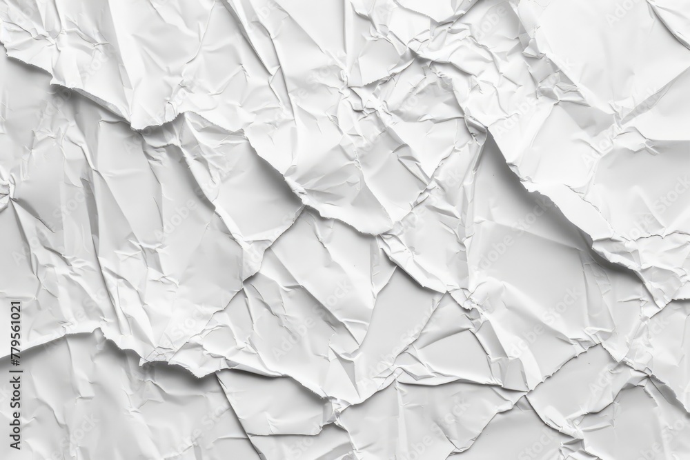 Fototapeta premium White Creased Poster Texture: Rough Crumpled Paper Background for Blank Posters with Peeling Edges