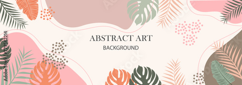 Abstract modern background for design. Minimal trendy banner or cover template design for social media advertising, promotional sale, story page. Minimal trendy style with organic shapes. Vector.