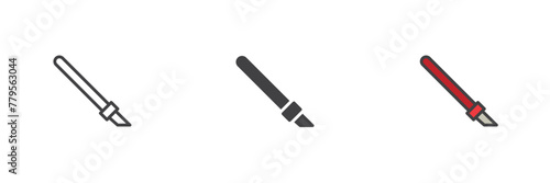 Palette knife different style icon set
