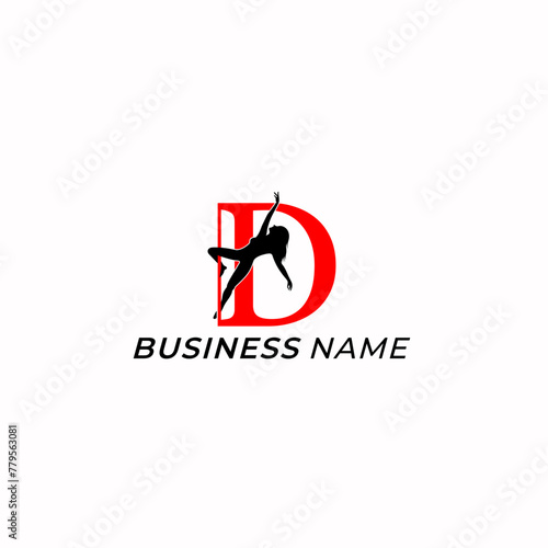 design logo creative letter D and dance pole