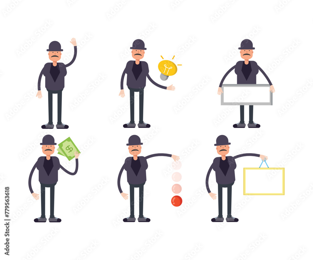 old man characters set in various poses vector illustration