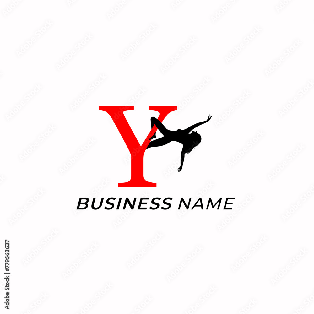 design logo cretive letter Y and pole dance