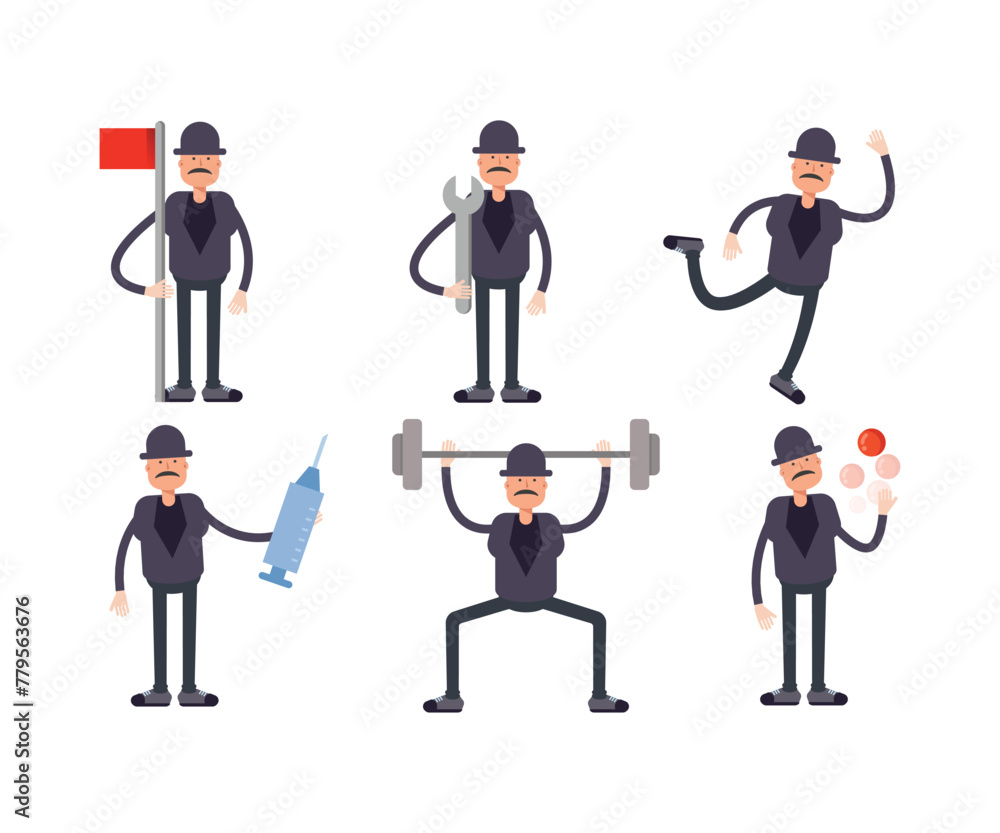 old man characters set in various poses vector illustration old man characters set in various poses vector illustration