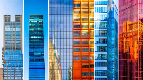Vibrant cityscape: multicolored skyscraper facades © edojob