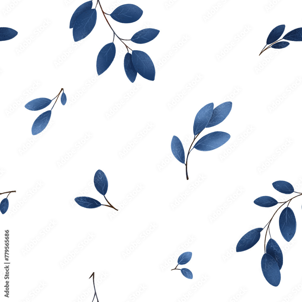 Fototapeta premium Tropical branches and leaves wallpaper abstract seamless pattern