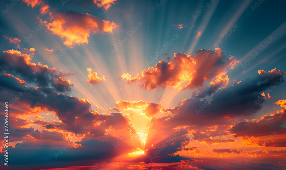 Fototapeta premium sunset in the sky, Generative AI 