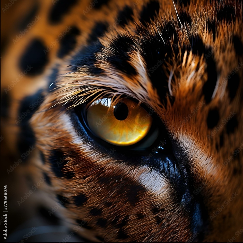 AI-generated illustration of a leopard's eye captured by a skilled wildlife photographer