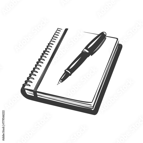 Wallpaper Mural Silhouette notebook and pen black color only Torontodigital.ca