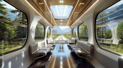 Luxurious Train Interior With Panoramic Windows and Scenic View