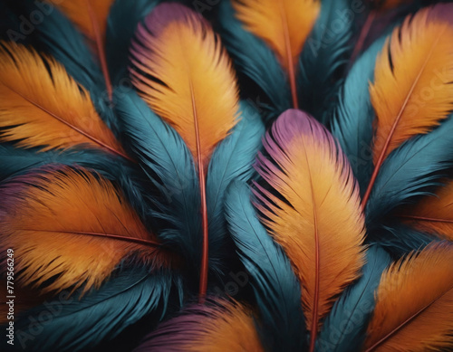 Luxurious Soft Feathers in Blue and Gold