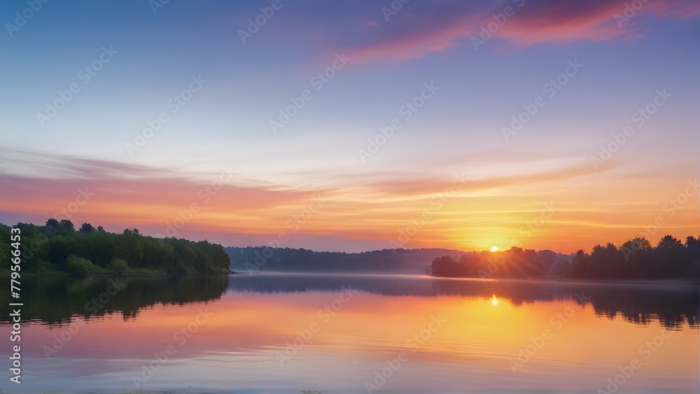 sunset over the lake, ai generated sunset over the lake, ai generated