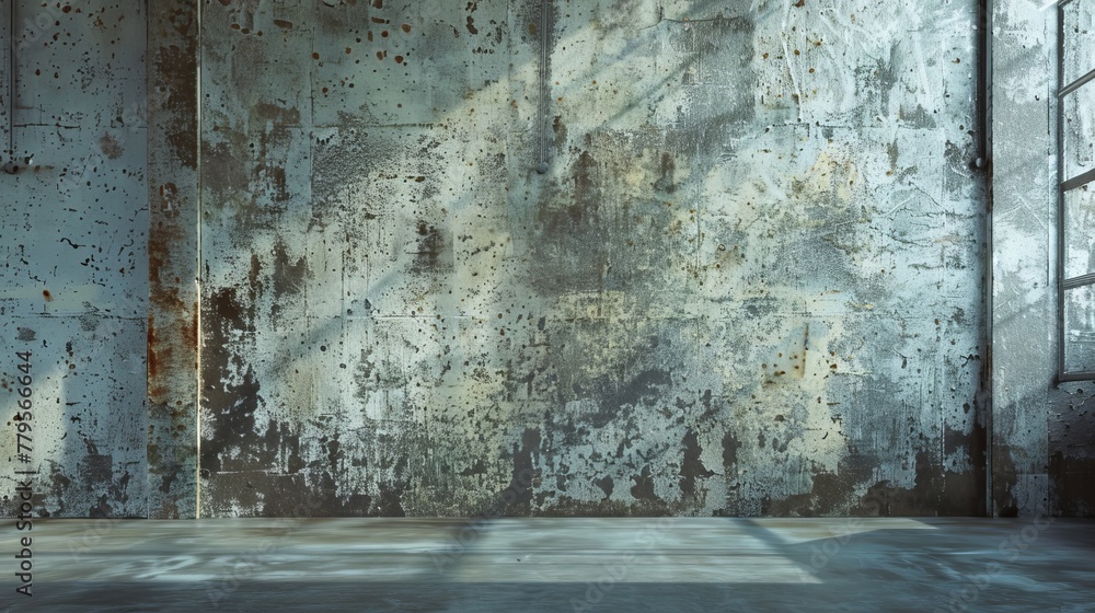 Loft-inspired room interior with a grunge cement wall backdrop, emphasizing free space for creative product displays Loft-inspired room interior with a grunge cement wall backdrop, emphasizing free space for creative product displays