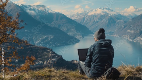 Remote Work with Mountain and Lake View 