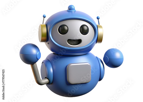 3d robot character with a chat icon