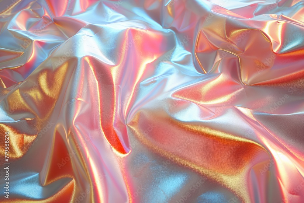 a bed of silver sheets covered in pink satin is seen a bed of silver sheets covered in pink satin is seen