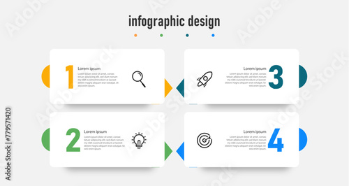 Business info graphics template. time line with 4 steps, options. can be used for work flow diagram, info chart, web design. vector illustration. Premium Vector